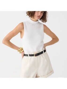 J. Crew Sleeveless White Knit Mock Neck Sweater‎ Top Size Medium
